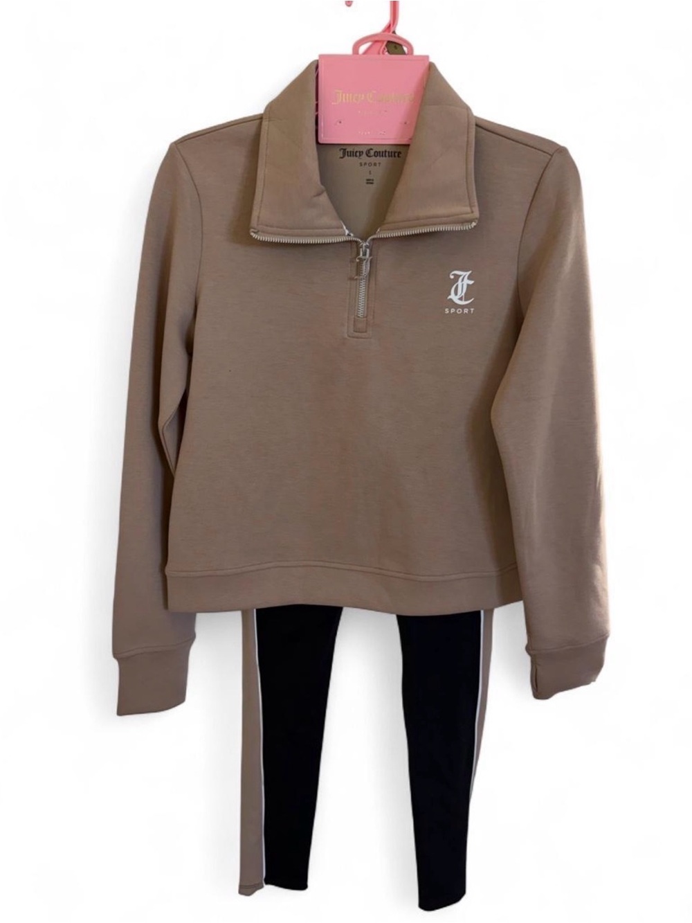Juicy Couture Taupe 1/4 Zip Kids Pullover